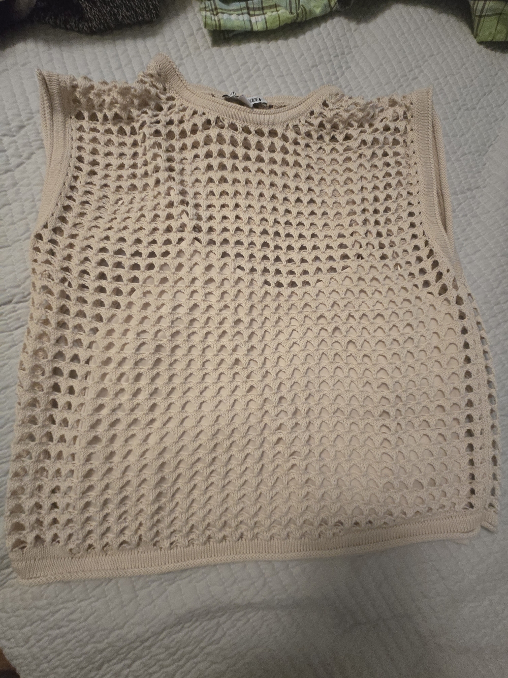 Steve Madden Cream Crochet Sleeveless Tank Top Womens
